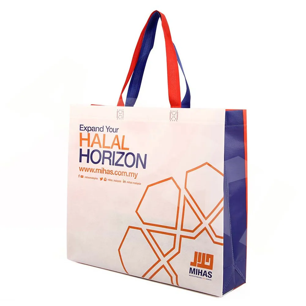Custom fully color print laminated non-woven vest shopping tote bags,fashion custom tote bags no minimum