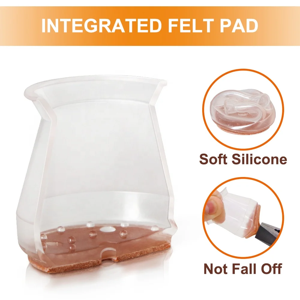 High Quality 20 Pcs Floors Silicone Felt Bottom Chair Leg Floor Protectors for Hardwood Tile No Slip Reduce Noise
