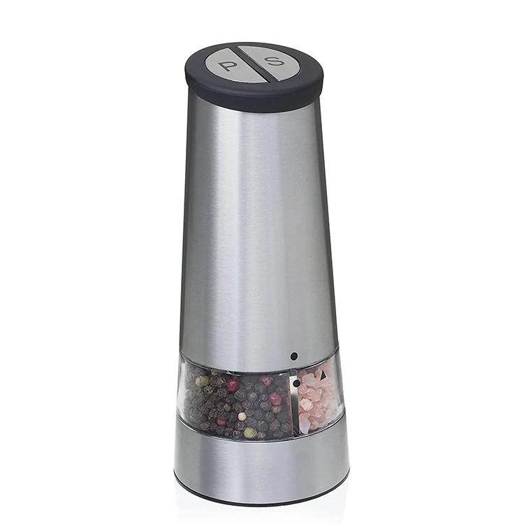 New cross-border partitioned electric stainless steel pepper and salt grinder Electric two-in-one pepper and sea salt grinder