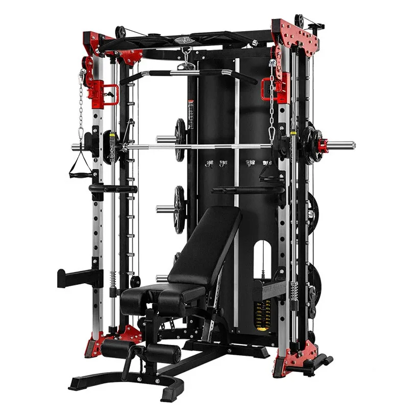 Integrated Multi Functional All-In-One Fitness Equipment Smith Machine Squat Rack Body Building Functional Power Rack