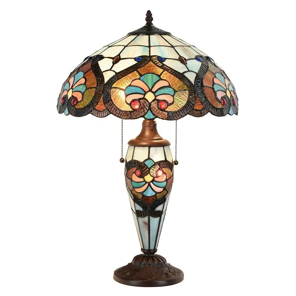 TFT-8030 Victorian Double Lit Stained Glass Home Decor Lighting tifany lamps