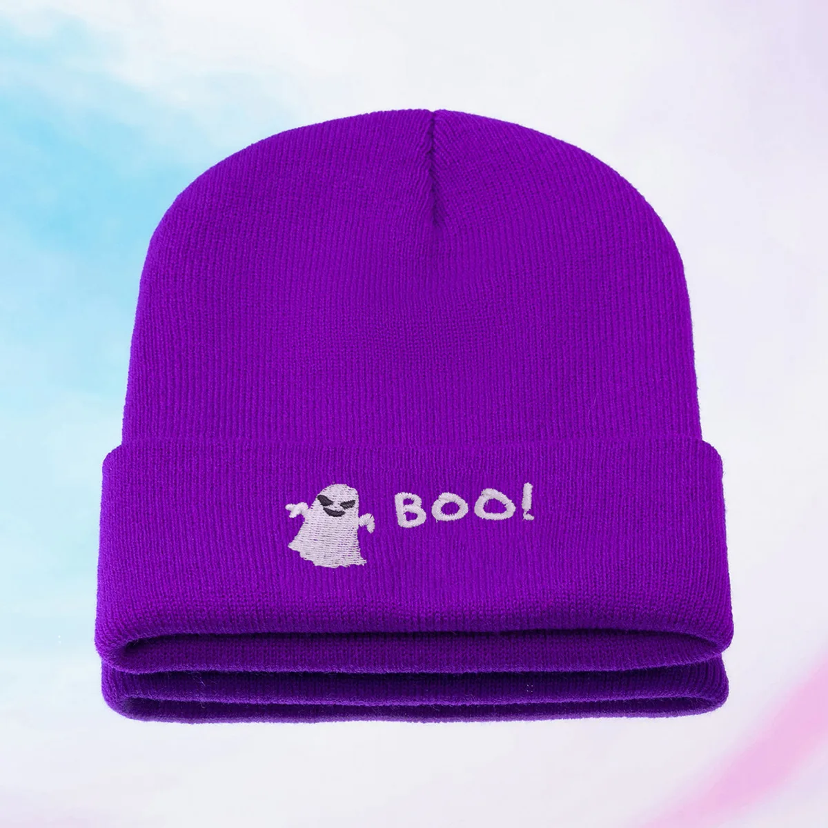 Новая Повседневная трендовая шерстяная шапка с вышивкой вязаная Ghost Boo модная акриловая зимняя теплая холодная шапочка