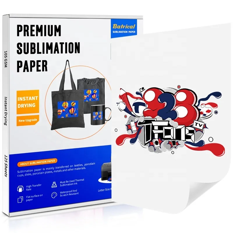 A4  or 8.5 inches x 11 inches Sublimation Paper for Tumblers Mugs & Cotton T-Shirt
