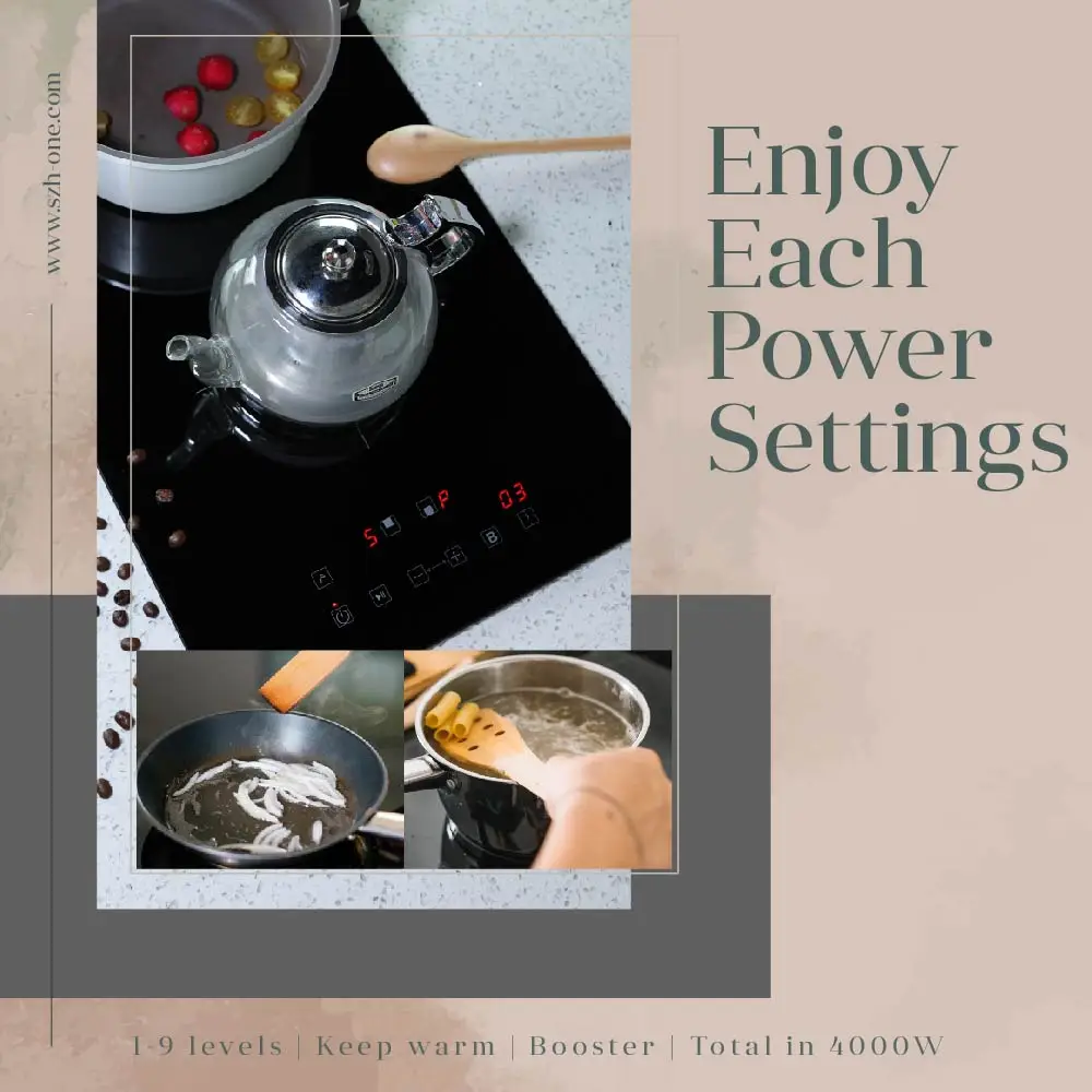 Modular Design Booster function with touch panel 4000W 2 burner built-in induction cooker