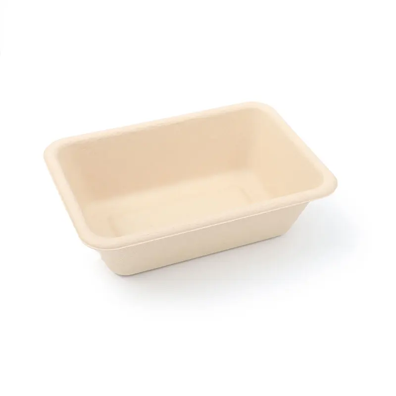 No PFAS compostable food container biodegradable take away lunch bento box 700ml disposable square food bowl with lid