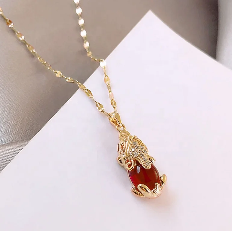  Корейская мода женское ожерелье ювелирное изделие 18K розовое золото с покрытием животное Pixiu