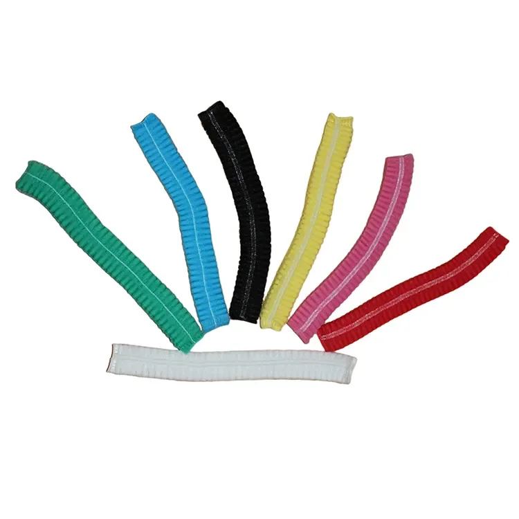 Cheap Customized Non Woven Clip Cap  Elastic Cleanroom Industrial Mob Caps Hair Net Disposable Stripe Bouffant Clip Caps
