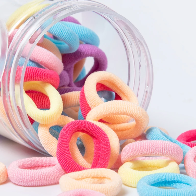 Small 2cm High Elasticity 50 Students Head Rope Girls Towel Hair Ring Tie Rubber