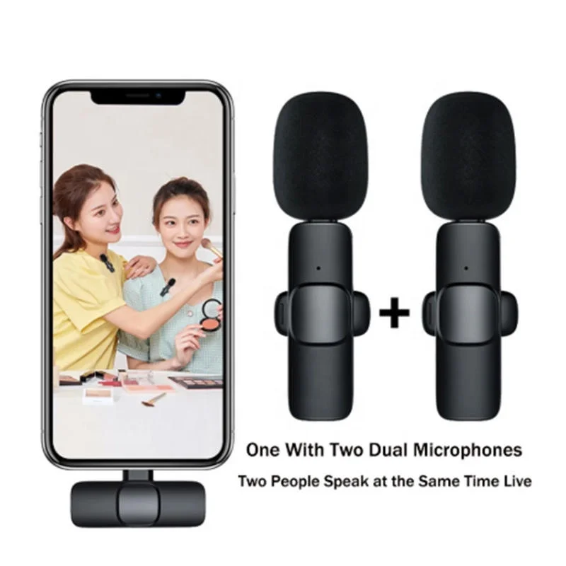 2022 1 Drag 2 Microphone Clip On Lapel Mic Wireless Microphone For Record