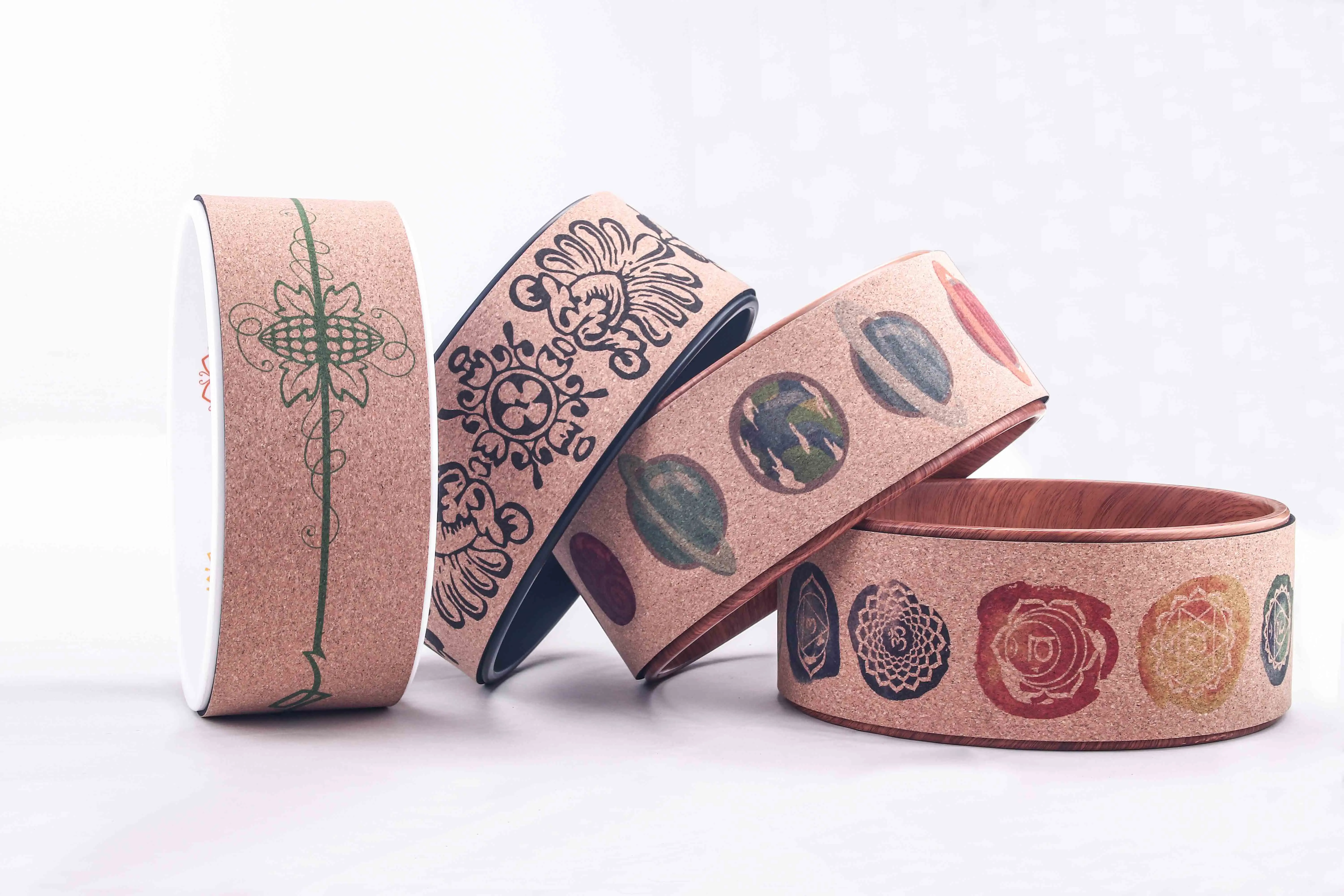 Wholesale Eco Friendly High Density Training Cork Yoga Foam Blocks Cork Yoga wheel cork Yoga block set