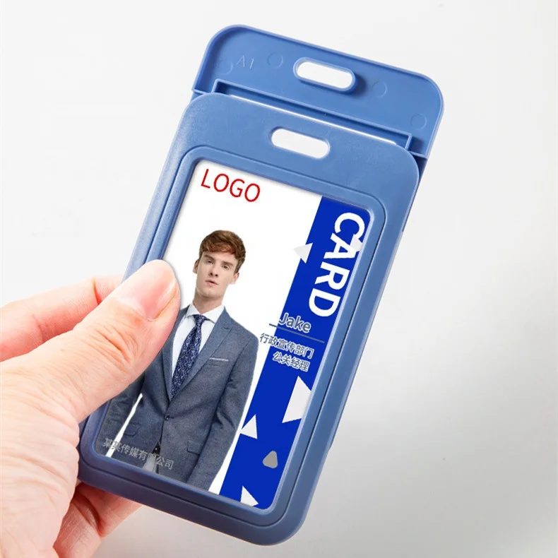 Multicolor Double-sided Push Together Card Holder Modern ID Badge Work Badge Staff with Lanyard Badge Set