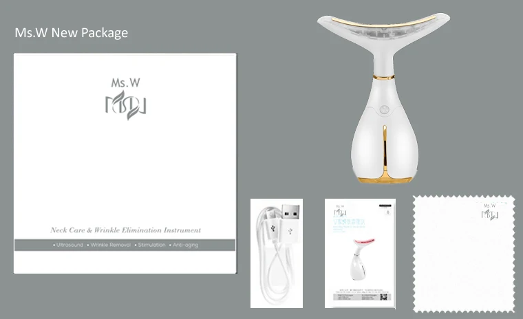 309 Ms. W anti-aging face and neck massager acoustic vibration anti-wrinkle device, thermal chin dust remover for anti-wrinkle