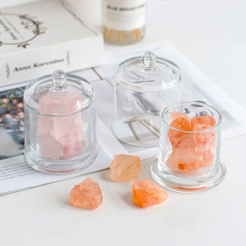 Multi-function Storage Jars Glass Candy Jar Transparent Golden Bell Cover Glass Aromatherapy Candle Holder