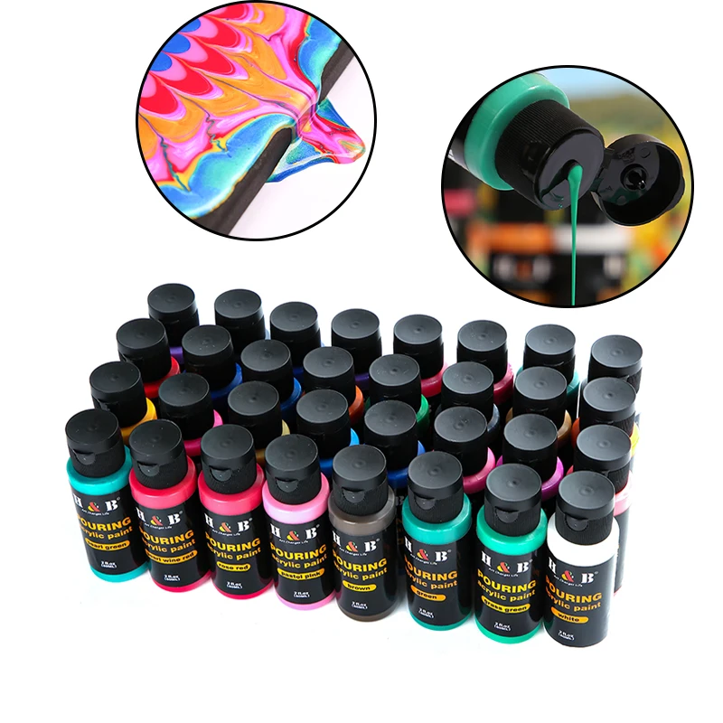 Non-toxic 32color peinture acrylique and metal acrylic pouring paint