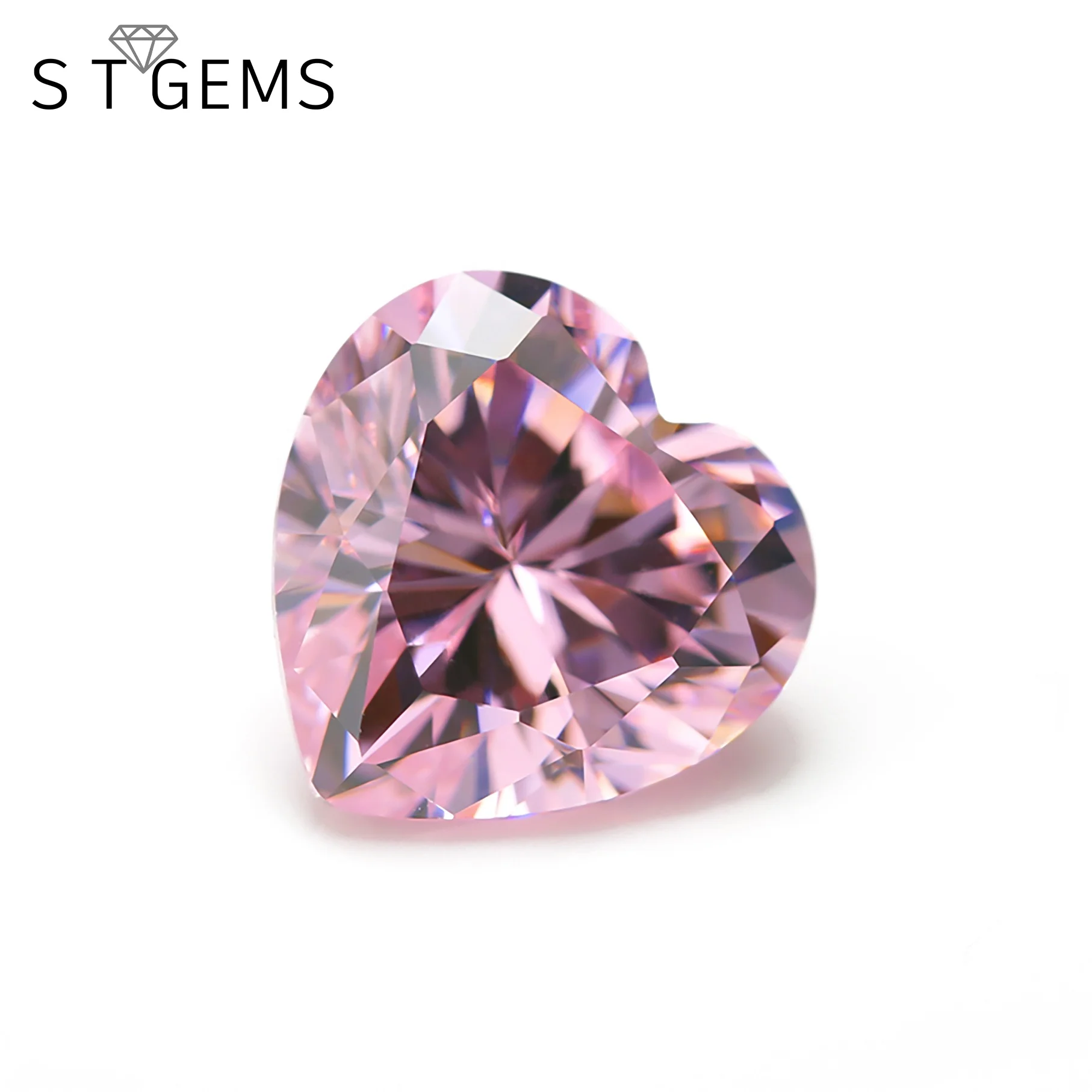 Light Pink Lab Created Diamond Heart Shape Cubic Zirconia CZ Stone