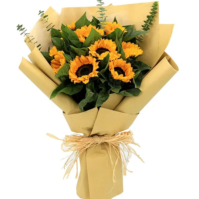 Korean style congratulation brown matte gift waterproof fresh bouquet newspaper roll kraft flower wrapping paper