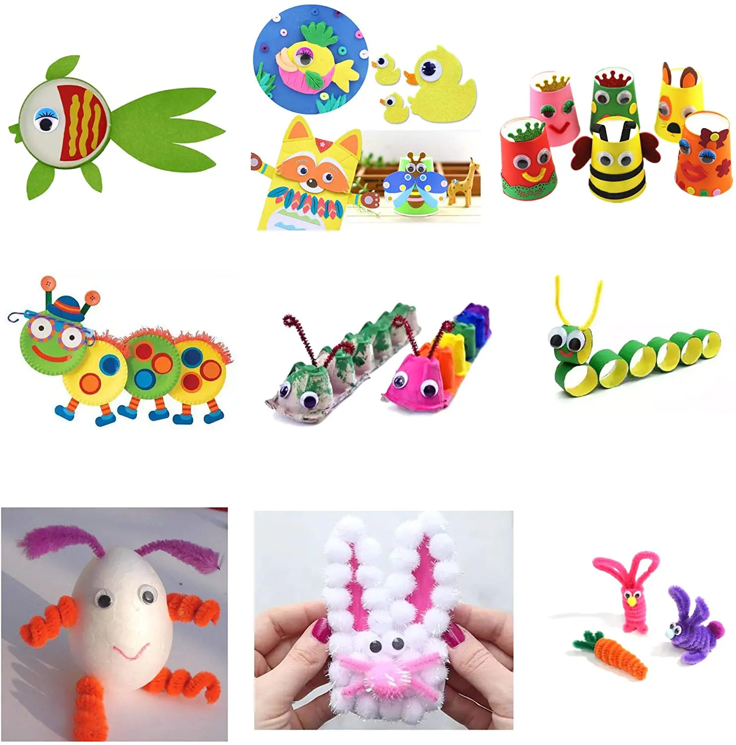 Best Price Pipe Cleaners Chenille Stem Plastic Wiggle Eyes Pom Pom Craft Pack Set For Children