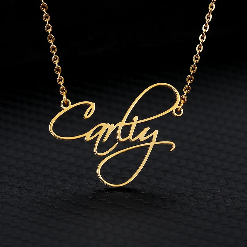 Custom Cursive Name Gold Con stellation Stainless Steel New Pendant Necklaces Stainless Steel Words Engrave