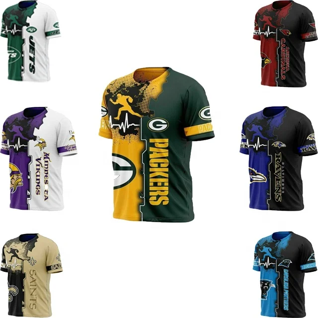 Custom American Football Jersey Patterned Uniforms High Quality All Over 3D  Printed NFL T shirt
