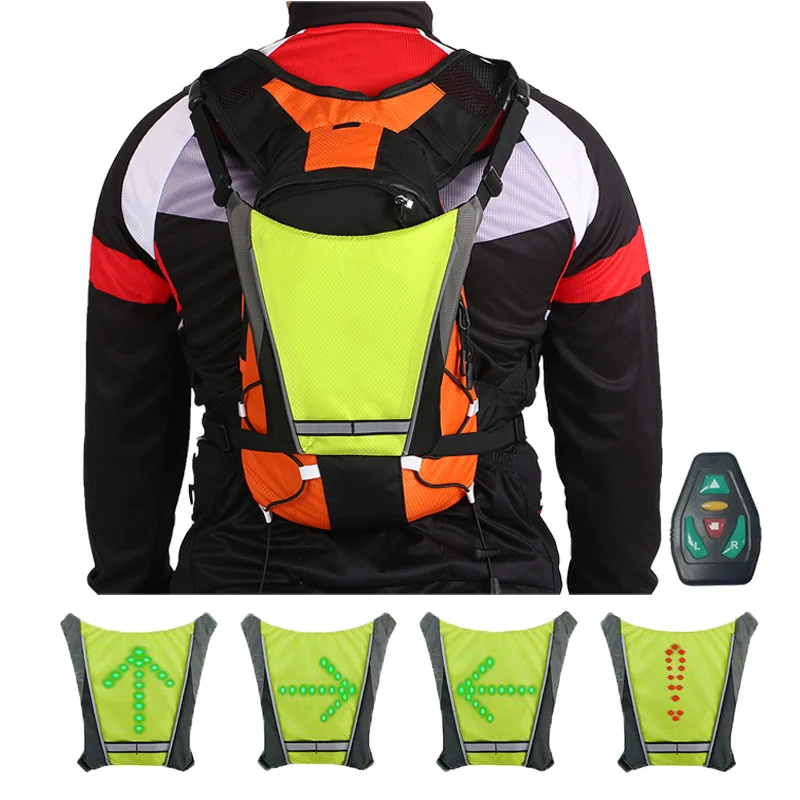 led turn signal vest safety bicycle warning LED direction signal clip on vests backpack attachment led with remote control