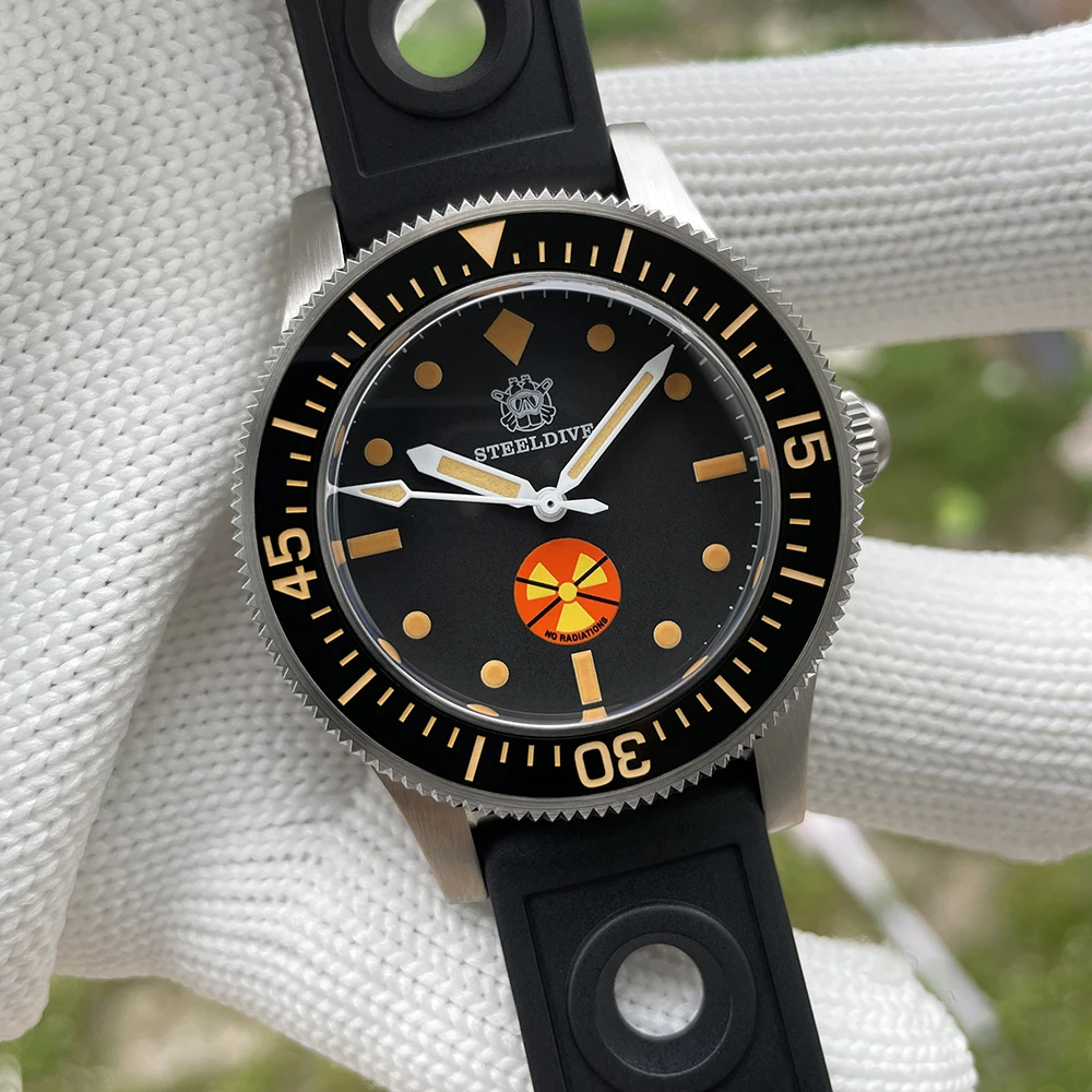 SD1952V STEELDIVE бренд 41 мм новое поступление 300 м водонепроницаемый винтажный светящийся NH35 автоматические мужские часы для дайвинга с резиновым ремешком