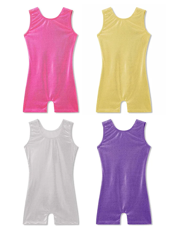 New Design Shiny Short Unitard Girls Gym Ballet Leotards Hot Sale Stage Performance Costumes Leotards