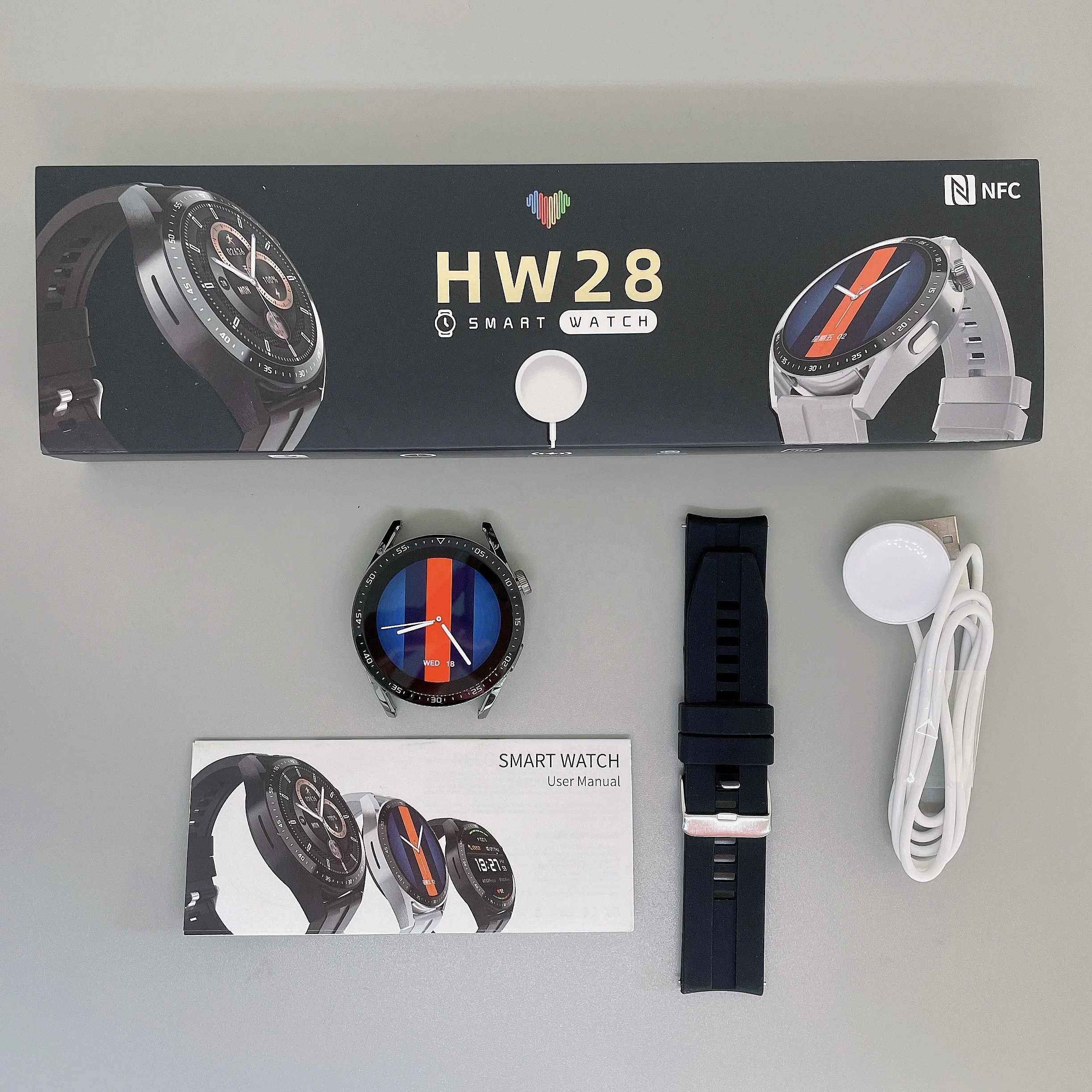 2022 Dropshipping hw28 reloj inteligente NFC health Monitoring Remote Phone Control Waterproof Smartwatch ODM OEM