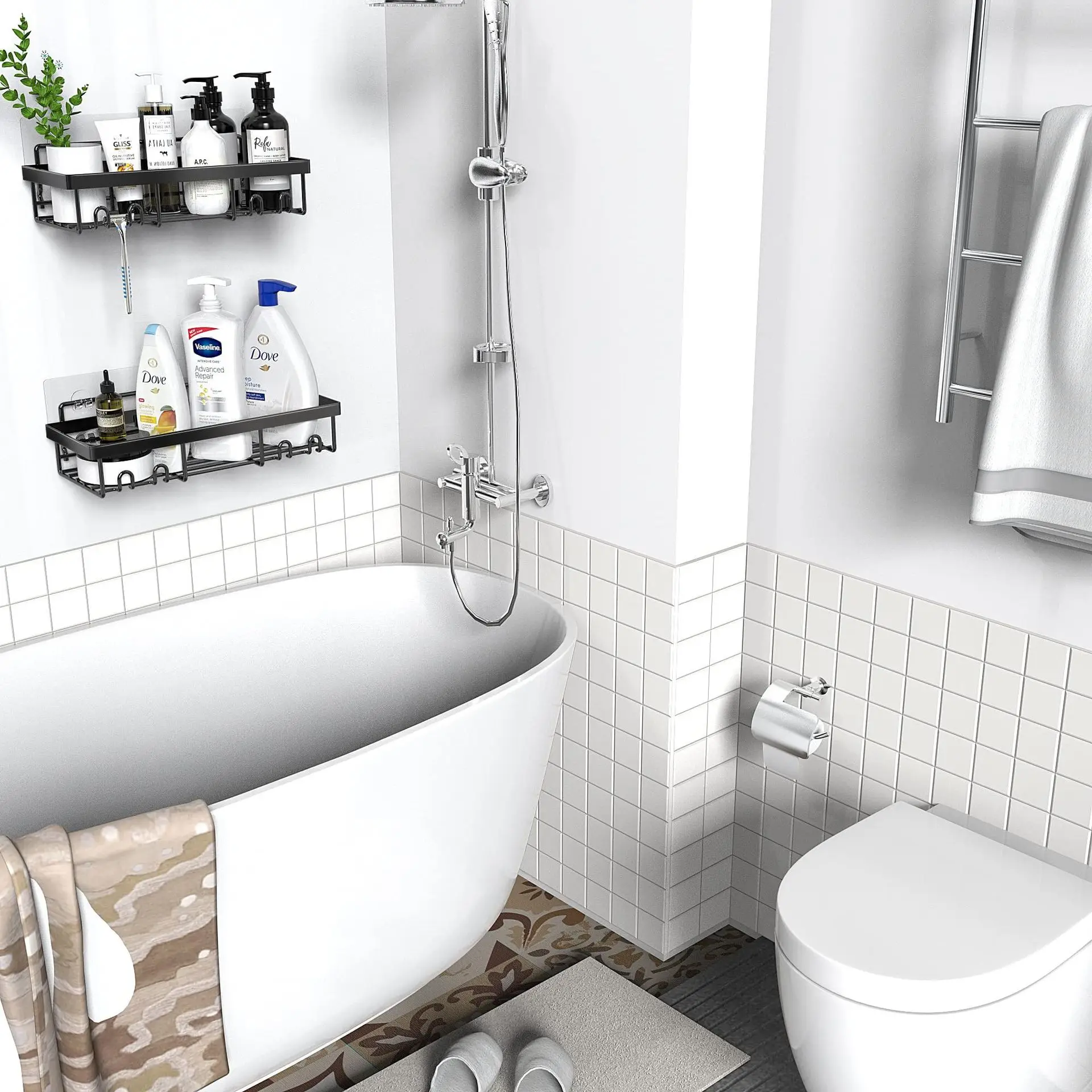 Shower Caddy Shelf Organizer Rack Bathroom Shelf Shampoo Storage Holder Kitchen Wall Storage Bathroom Accessories