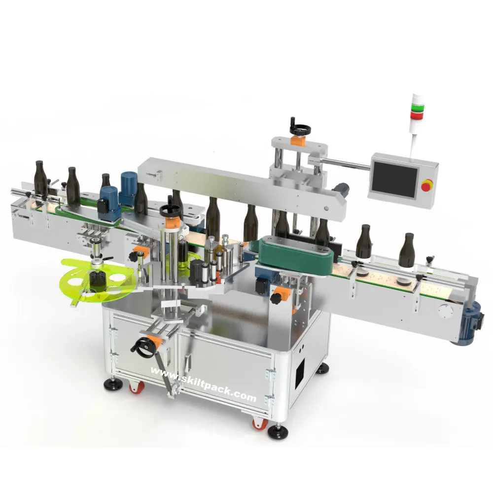 SKILT Automatic sticker flat pvc pet bottle labeling machine multi side factory price