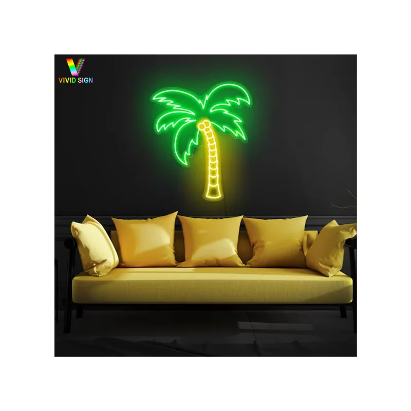 Factory Direct Dropshipping Flexible Neon Silicon Shop Palm Tree Cocktails LED Neon Sign Lights for Wall Decor