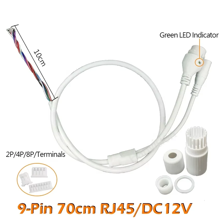 RJ45 IP Cable 9pin DC Waterproof LAN for CCTV IP Camera Security System Board Module