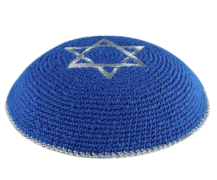 Traditional Jewish Yarmulke 5  To 20cm Blue White Israel Kippot Bulk DMC Kippah With Star of David
