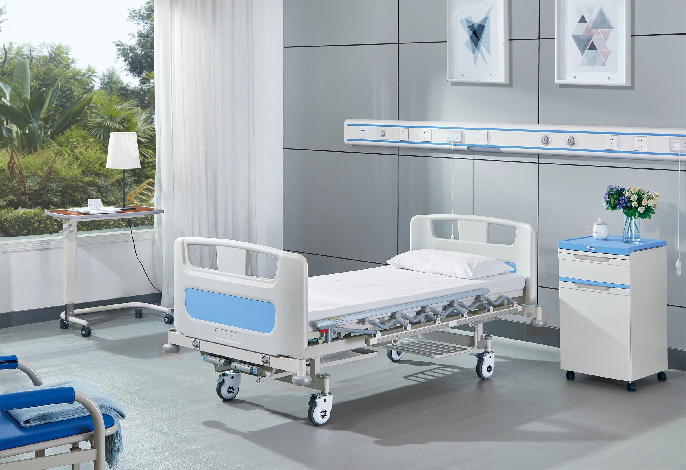 HH/BC-F-3-G-017 экономичная ручная медицинская кровать из нержавеющей стали с 2 шатунками металлический материал для больничного пациента гарантия 1 год