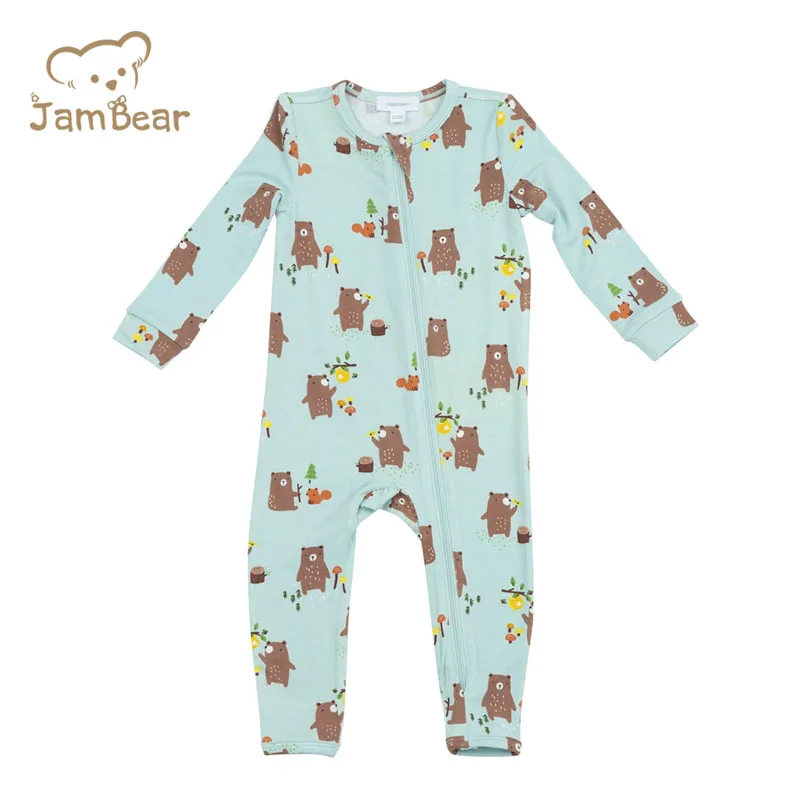 
Jambear baby onesie romper Printed Zip Jumpsuit Zippy baby pajamas organic cotton Toddler two way zip sleepsuit 