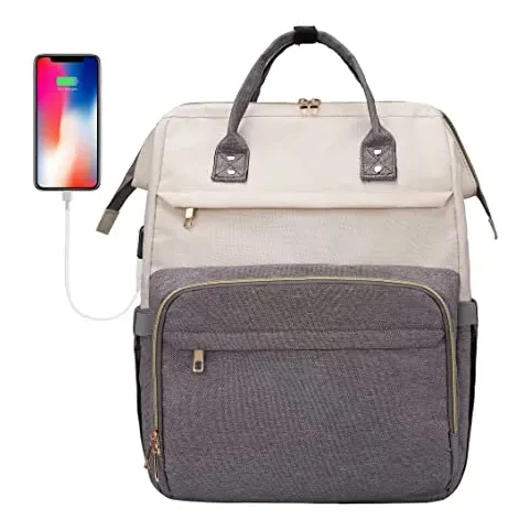 TINYATFashion Women Laptop Bag Purse Work Tote Computer Bag  Charging Port College Bookbag Backpack