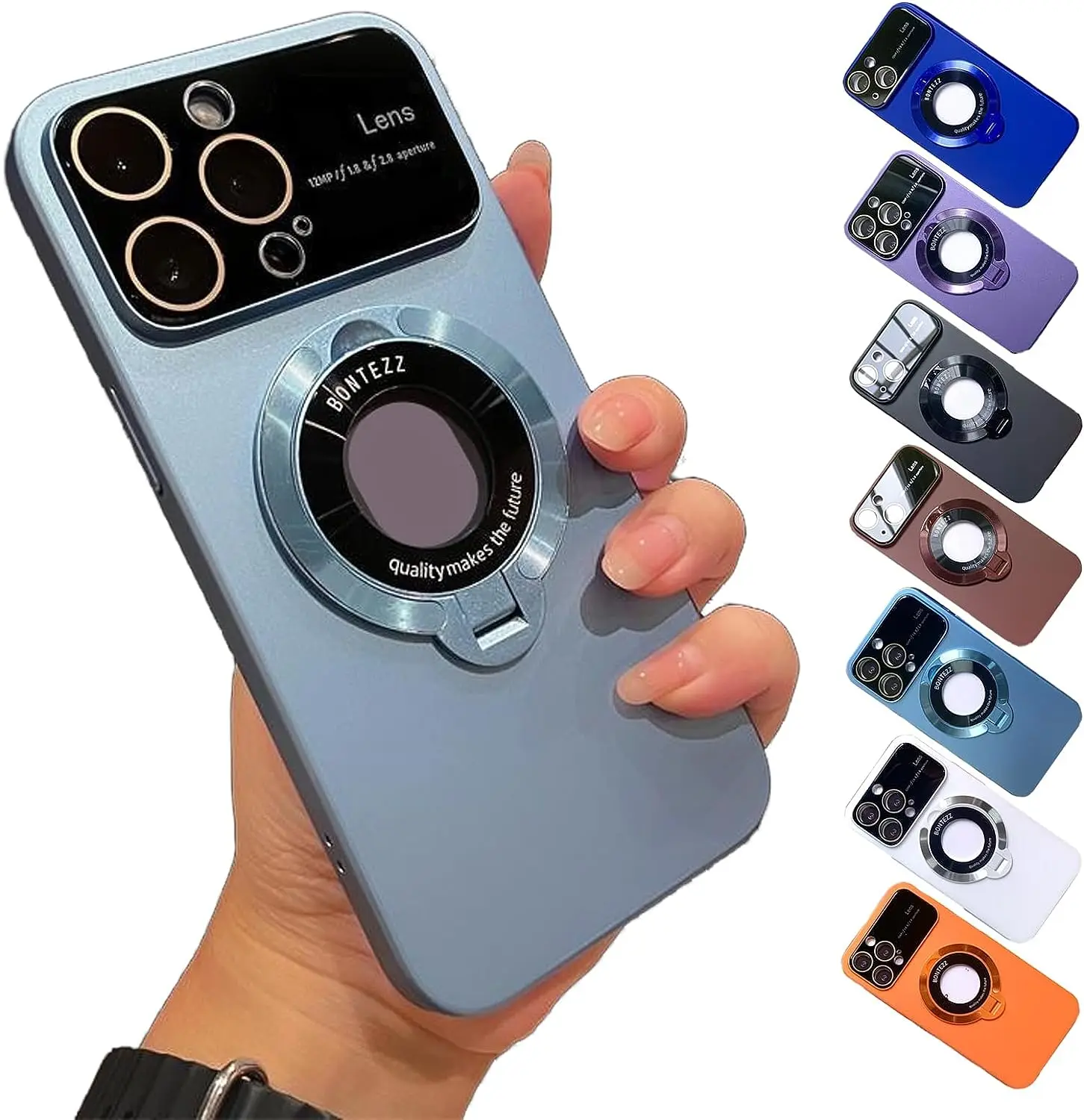 OEM PC Thin Magnet Ring Cover with Stand Wireless Charger Big Window Phone Case for iPhone 15 14 13 Pro Max