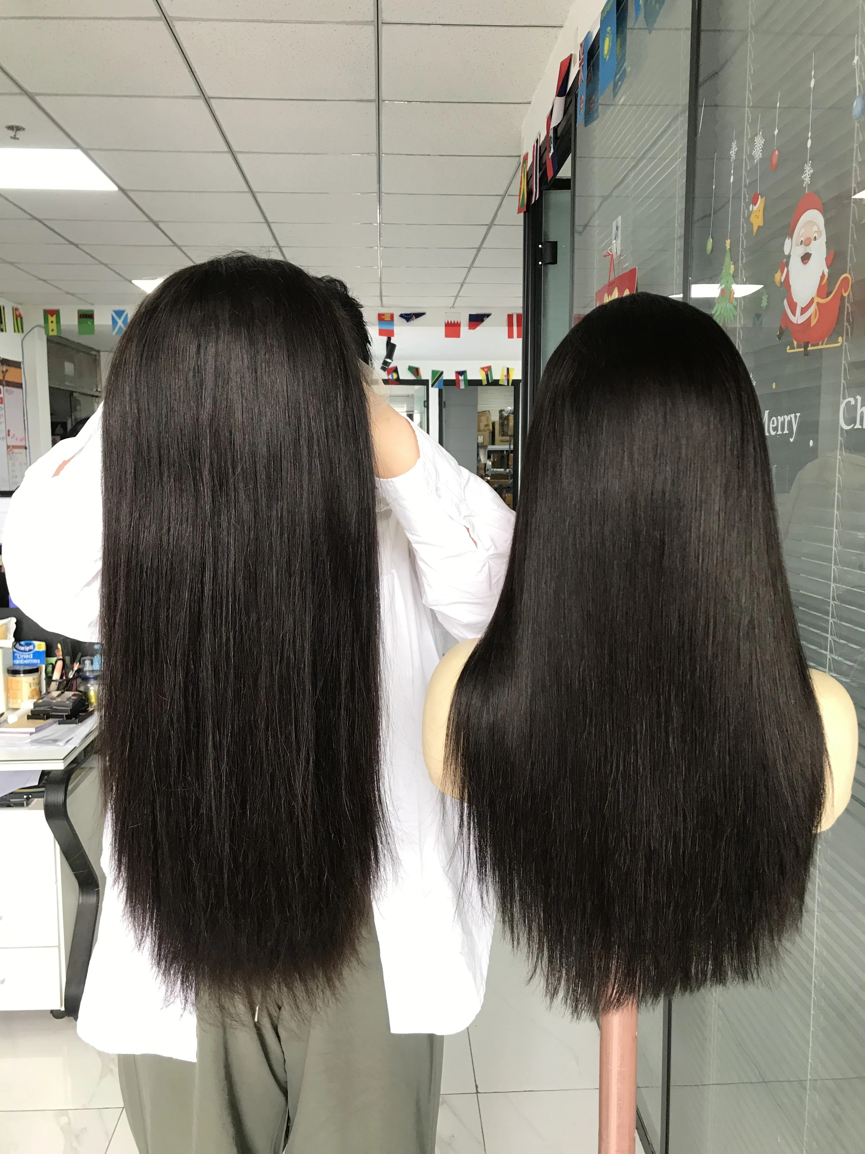 Lace Human Hairfrontal Silwigase Wig1 Piecehair Brazilian Hair Long Virgin Hair Straight Lace Front Wigs Natural Black 1 Piece