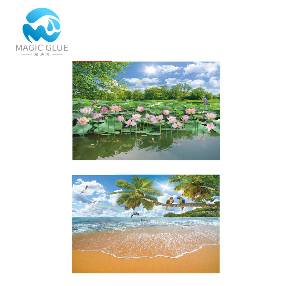 Custom Print High Quality 3D Paper Sticker Self-leveling AB Epoxy Paint for Floor Adhesive