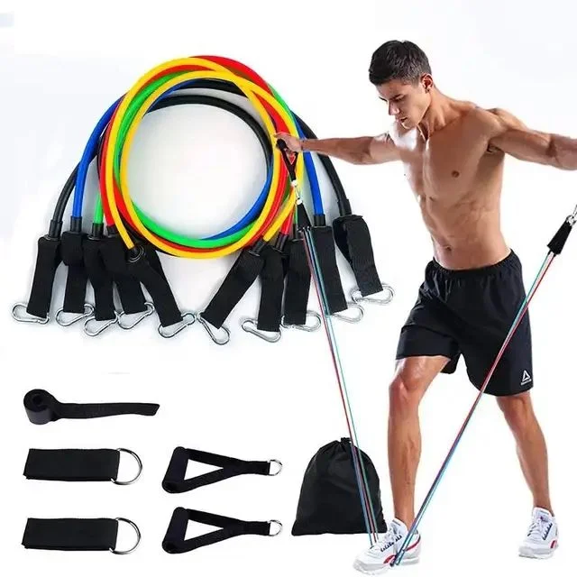 11 Pcs Custom Private Label Tension Rope Resistance Bands Gym Fitness Pull Up Resistance Bands Set with Anchor Handles