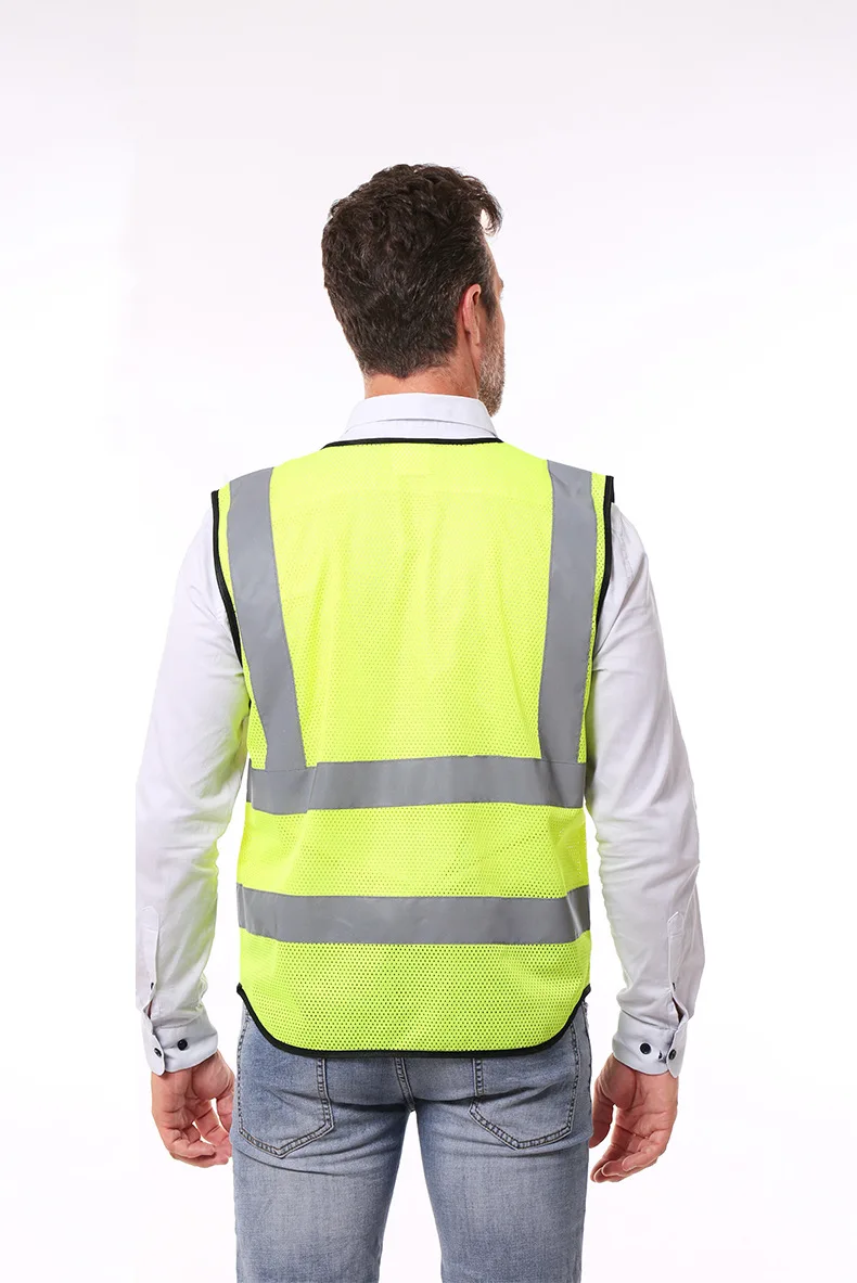 Customizable Plus Size Construction Vest Mesh Transportation Hi Vis Fluorescent Reflective Safety Clothing Workwear Logo Made