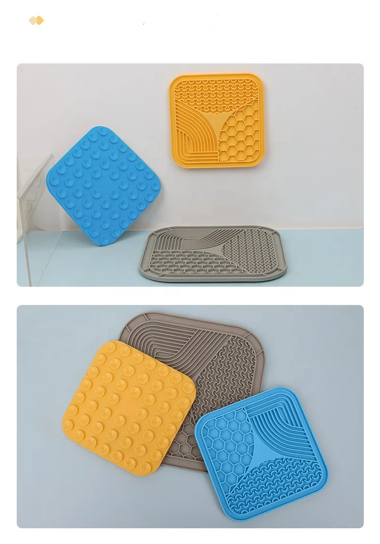 food grade non-toxic silicone  anti choking non- slip pet licking mat slow feeder bowl with suction cup