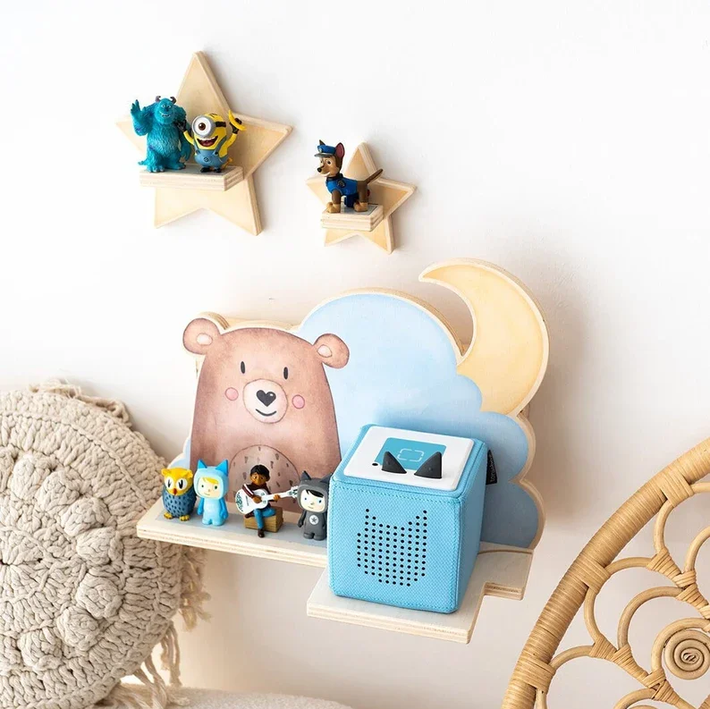 Customized New tonie shelf tonie box shelf wooden storage shelf for Wall-mounted Storage tonie toy rack