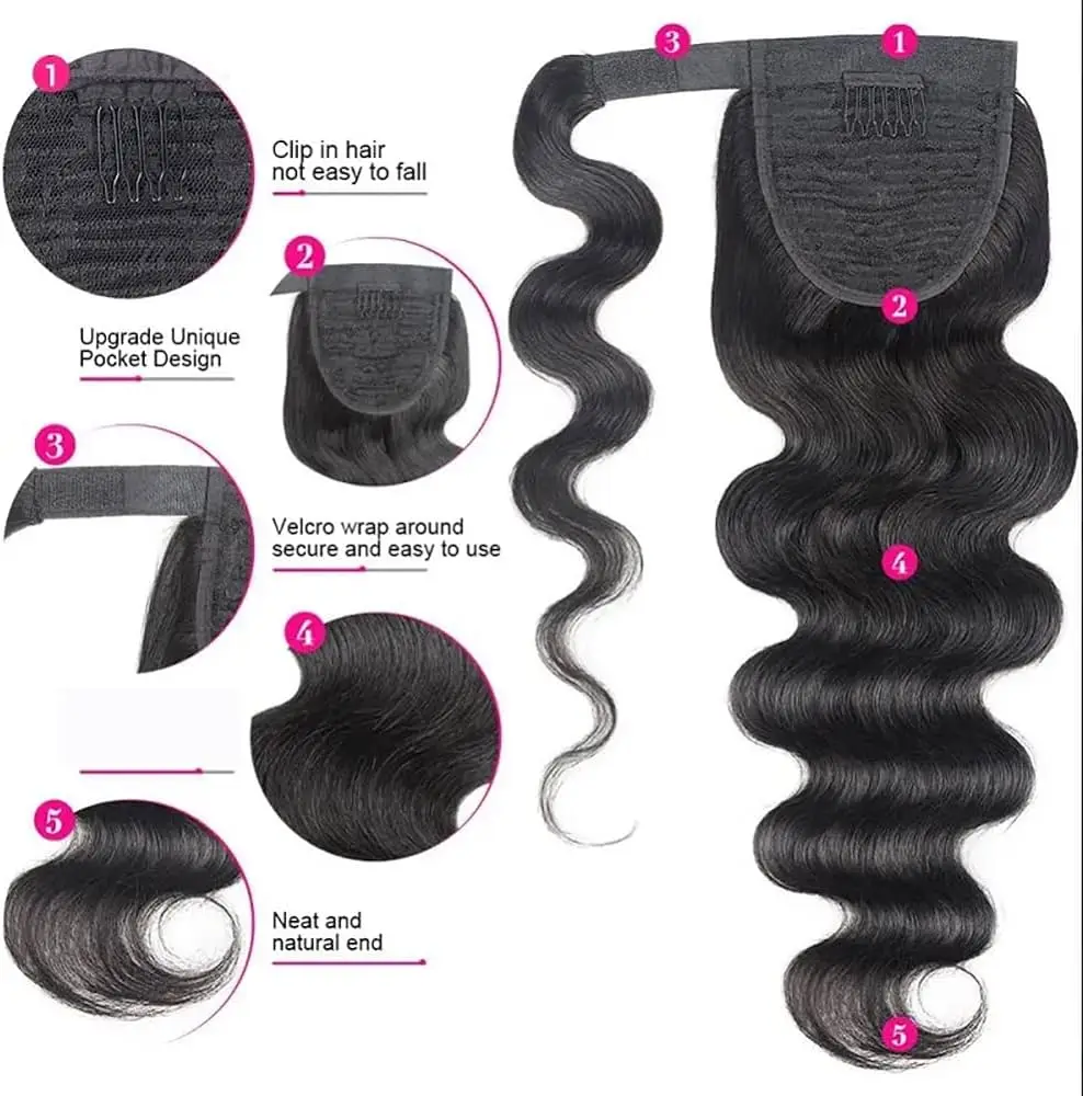 Raw Vietnamese 100% Cuticle Aligned Human Hair Kinky Curly Ponytail Hair Extension Wrap Around Curly Ponytail Human Hair