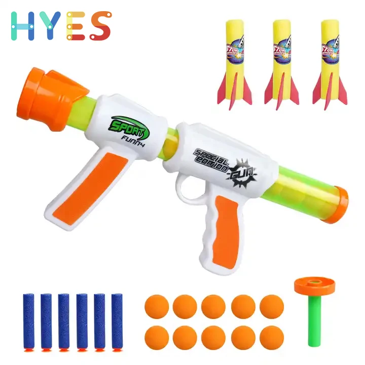 Huiye Hot Air Gun Outdoor Game Air Pump Powered Blaster Shooter Guns Shooting Target Plastic Single Powered Shooting Gun for Kid