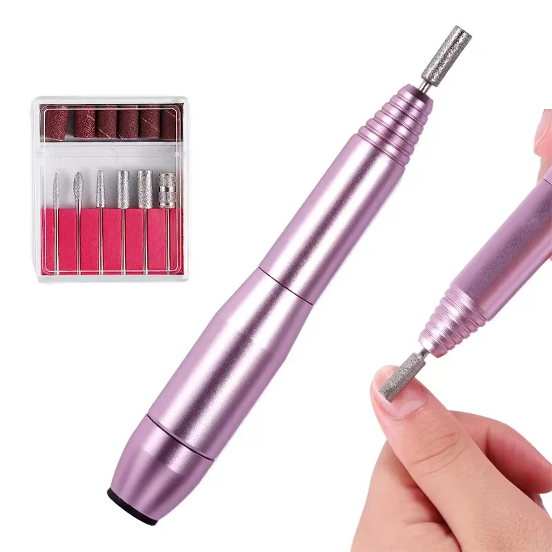 High Quality Professional Portable Rechargeable Purple Electric Nail Drill Machine For Home Salon Manicure