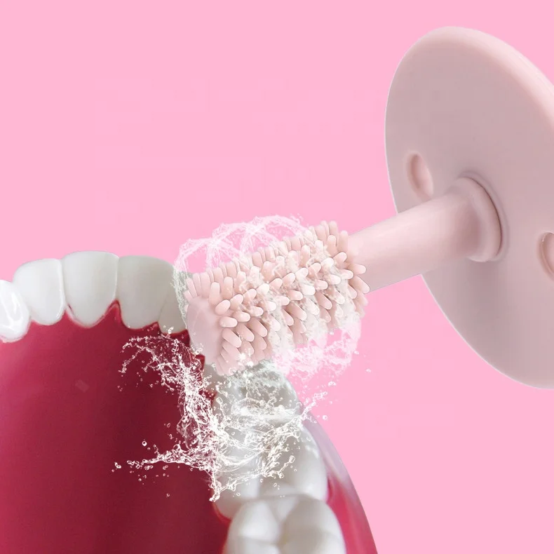 Wholesale New Design 360 Degree Cleaning Manual Food Grade Silicone Teether Toothbrush With Suction