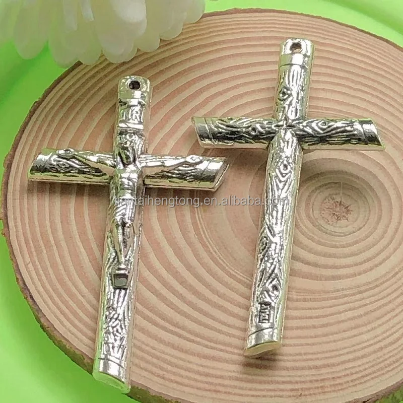 big size antique silver plated zinc alloy cross religious rosary crosses jesus Crucifix pendant