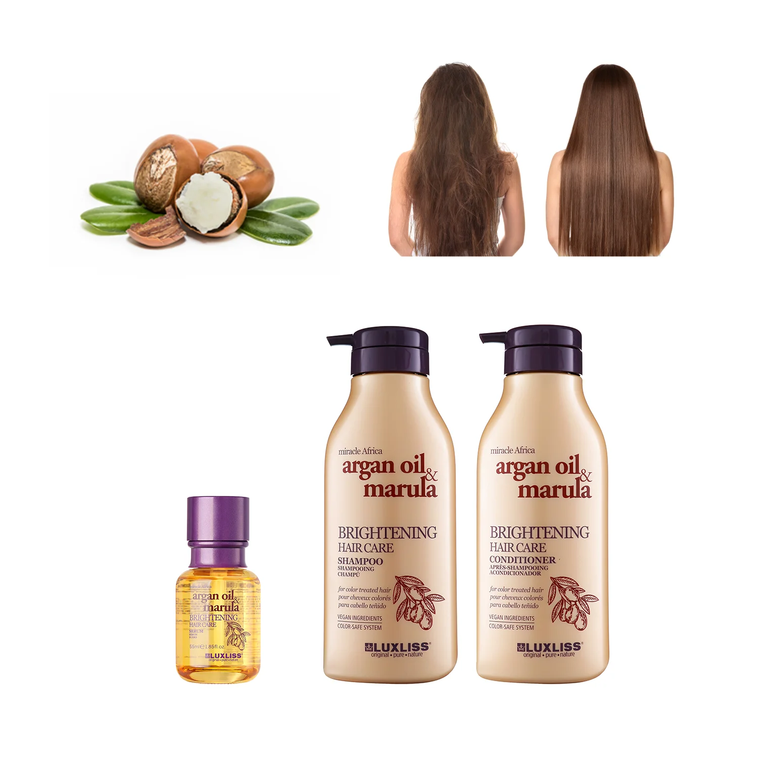 Luxliss Argan Marula Oil Shampoo High Quality Herbal And Natural Organic Argan Oil Hair Shampoo For Curly Hair
