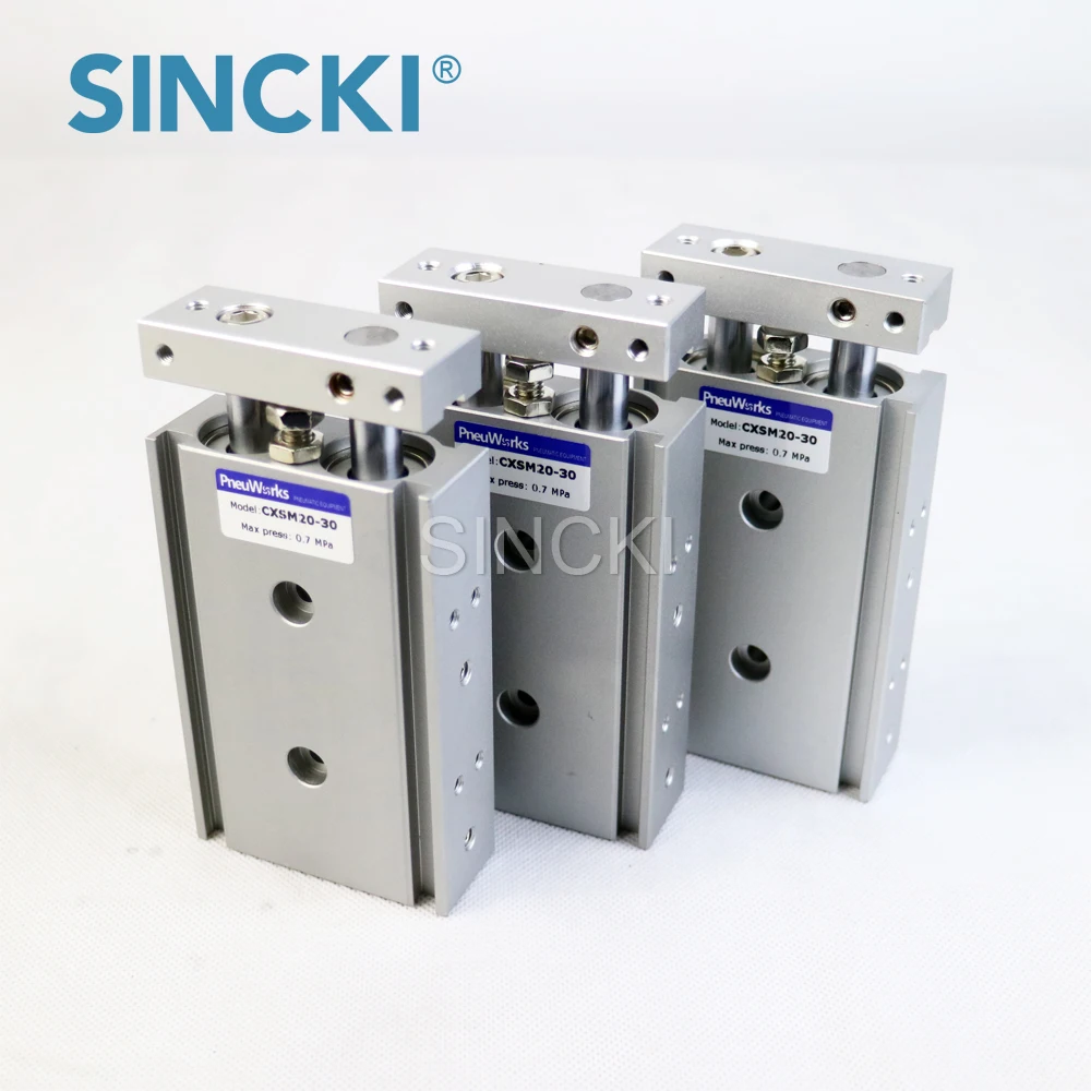 China CXSM 20 mm Bore Alloy Tri-Rod Cylinder Pneumatic Air Cylinder Double Shaft Air Cylinder