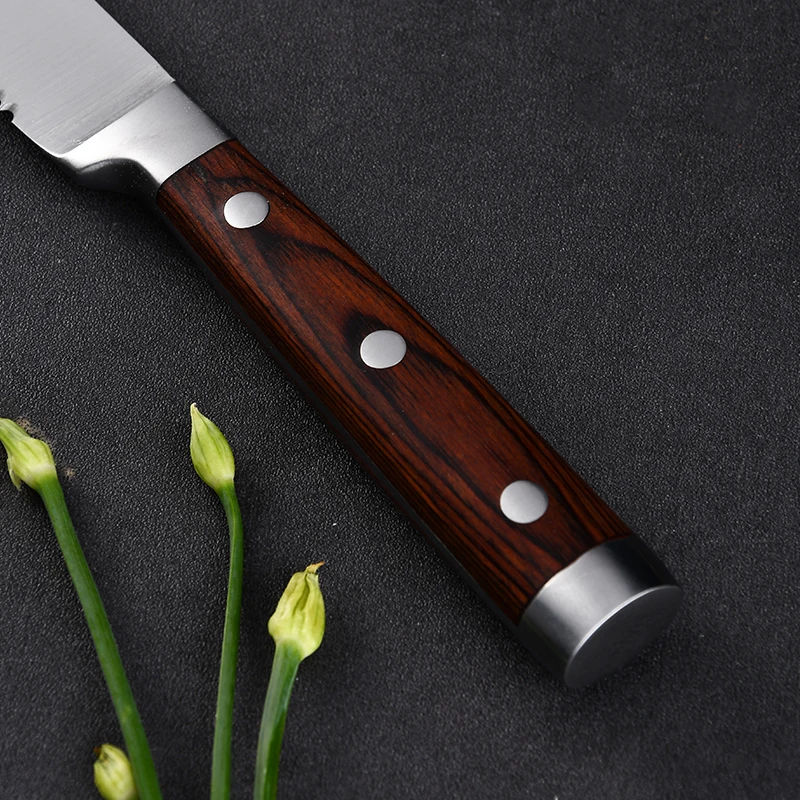 RUITAI Custom steak knives set 6pcs pakkawood handle serrated knife with Knife gift box